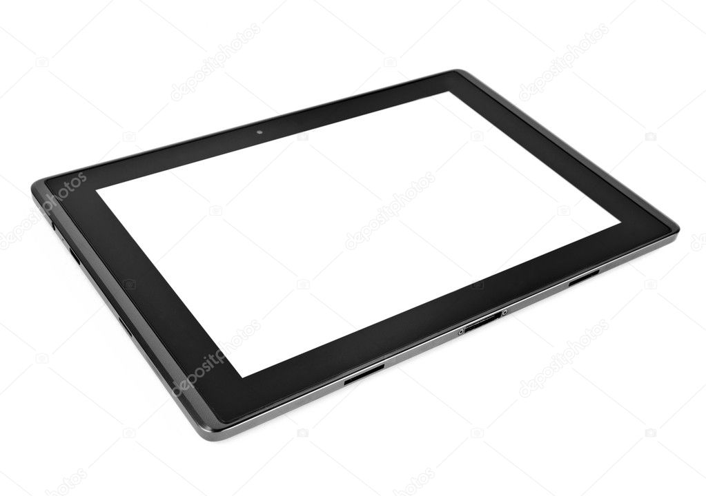One tablet on the white backgrounds
