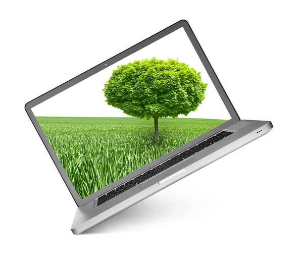 Ein moderner Laptop auf weißem Hintergrund — Stockfoto