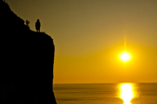 stock image Red rising sun on the sea