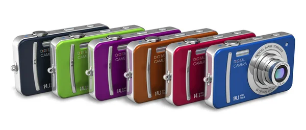 Set of color compact digital cameras — Stock Photo, Image