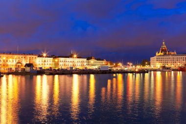 gece panorama Helsinki, Finlandiya