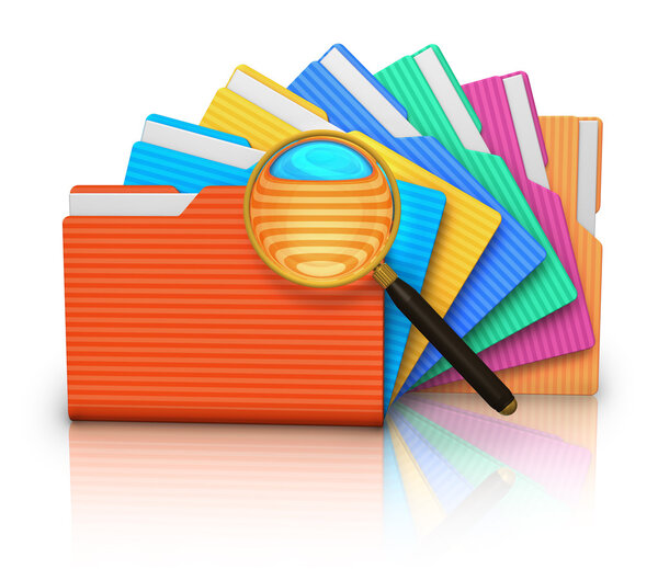 Концепция поиска файлов: папки и лупа
