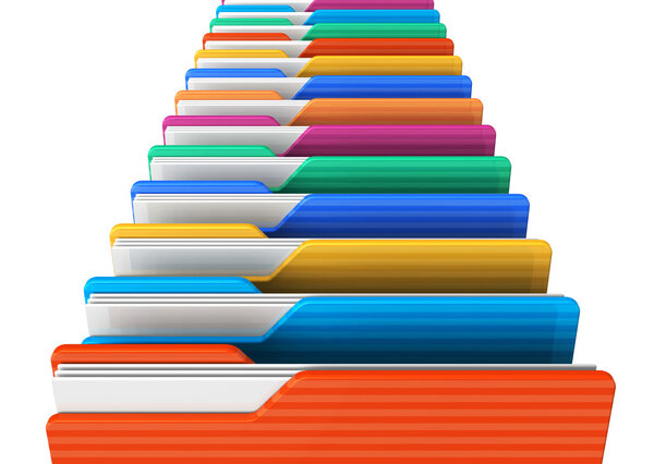 Row of color folders