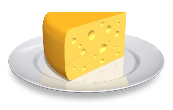 Кусок сыра на белой фарфоровой тарелке — стоковое фото