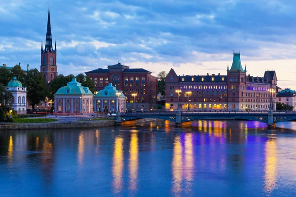 Panorama panorâmico da noite de Estocolmo, Suécia — Fotografia de Stock