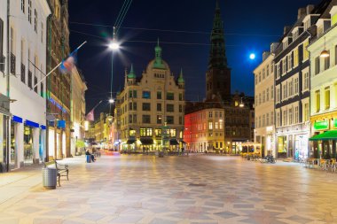 Night scenery of the Old Town in Copenhagen, Denmark clipart