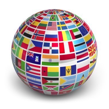 Globe with world flags