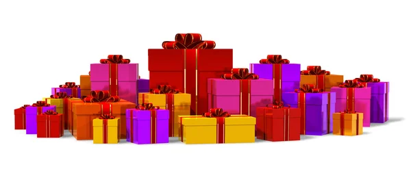 Renk hediye kutuları yığını — Stok fotoğraf