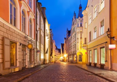 Evening street in the Old Town in Tallinn, Estonia clipart