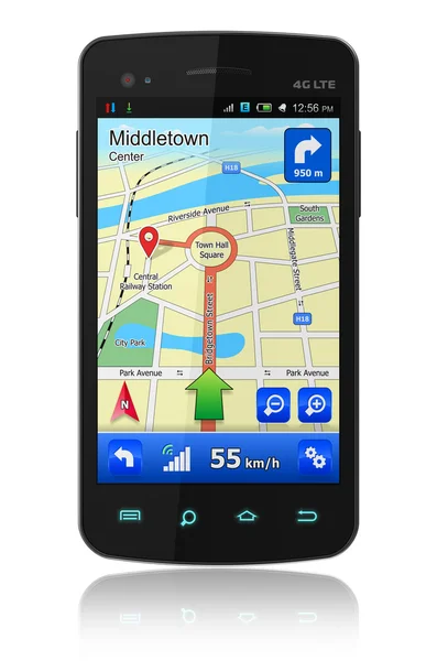 Smartphone met gps navigatie — Stockfoto