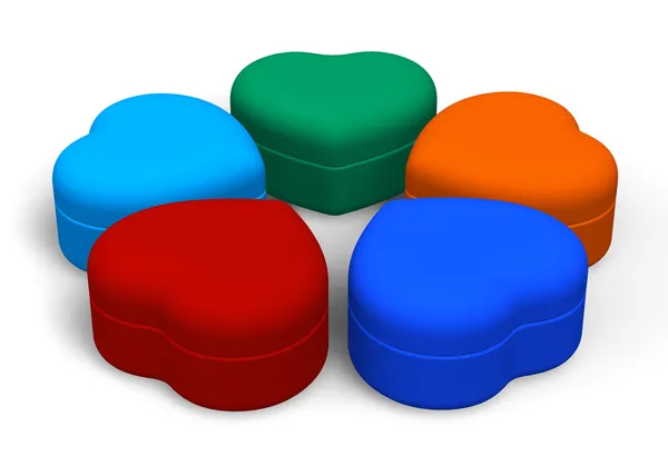 Set of color jewellery boxes — Stock Photo, Image