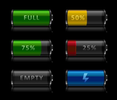 Set of battery level icons clipart