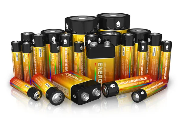 Gruppo di batterie di diverse dimensioni — Foto Stock