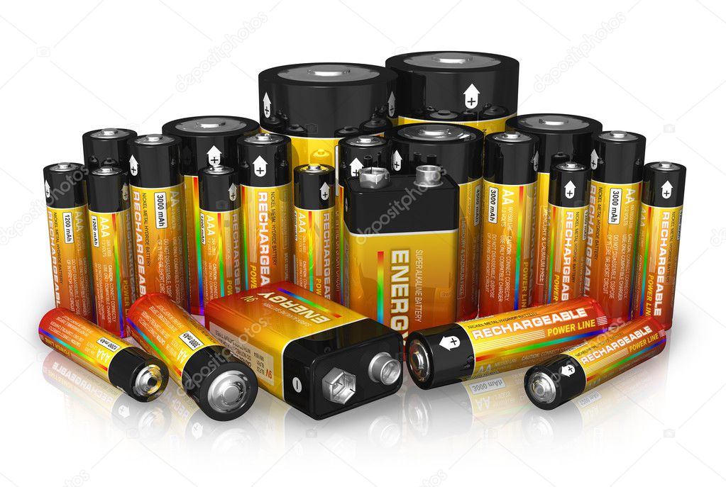 Group of different size batteries