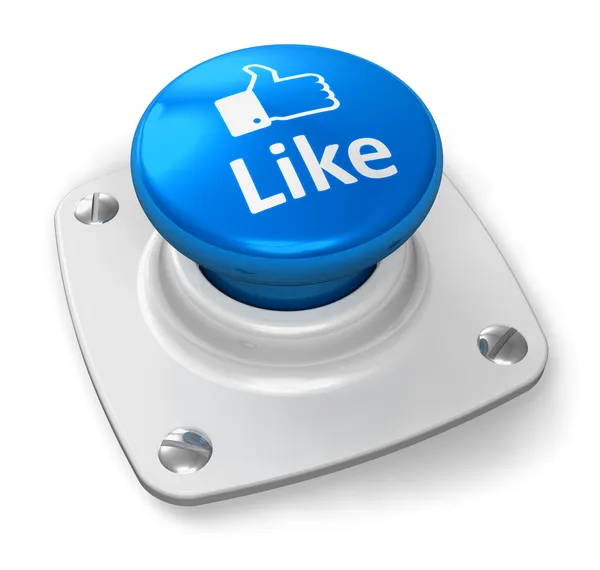 Понятие социальной сети: синяя кнопка — стоковое фото