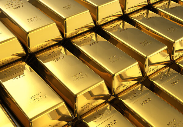 Stacks of gold bars