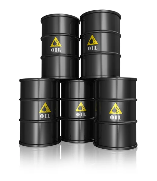 Grupo de barris de óleo preto — Fotografia de Stock