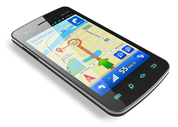 Smartphone med gps-navigering — Stockfoto