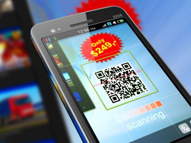 Smartphone scanning QR code clipart