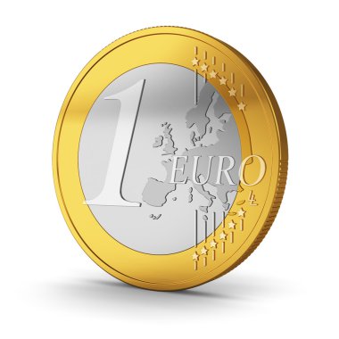 bir euro madeni para üzerinde beyaz izole