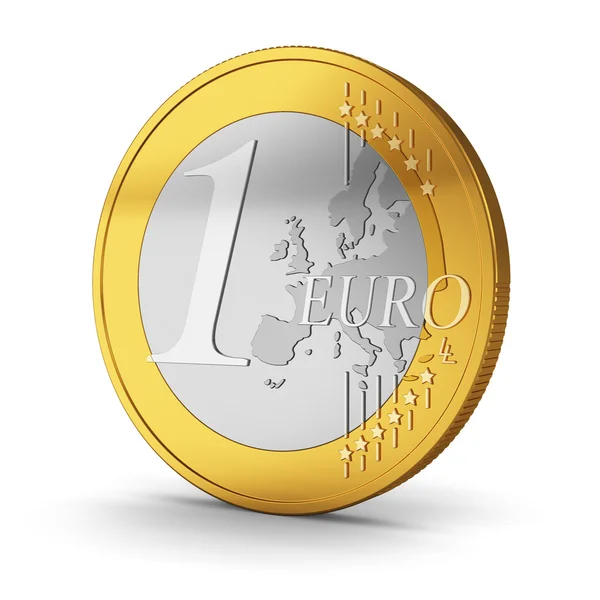 Een euromunt geïsoleerd op wit — Stockfoto