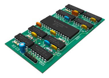 Digital circuit board with microchips clipart