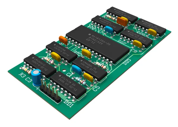 Placa de circuito digital con microchips —  Fotos de Stock