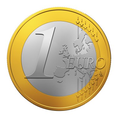 bir euro madeni para üzerinde beyaz izole