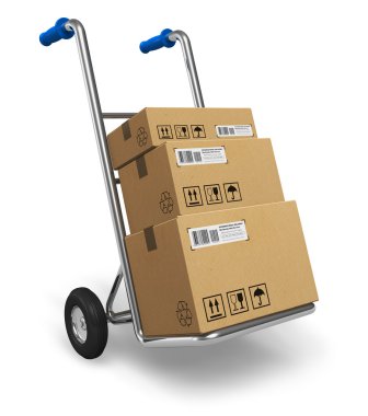 Hand truck with cardboard boxes clipart