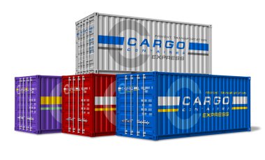 Group of cargo containers clipart