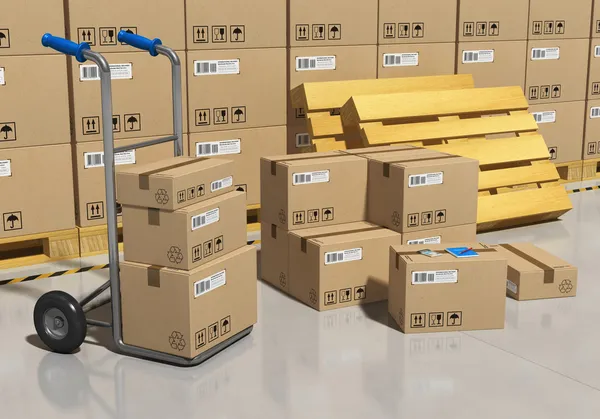 Csomagolt árukat tároló raktár — Stock Fotó