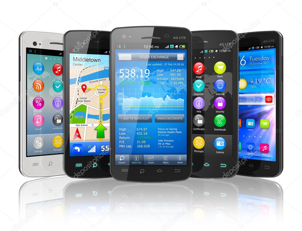 Set of touchscreen smartphones