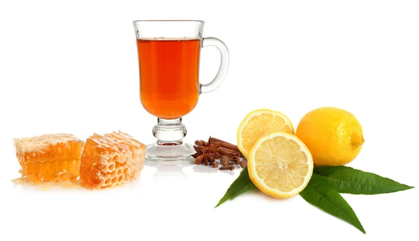 Thee, kruiden, citroen en honing — Stockfoto
