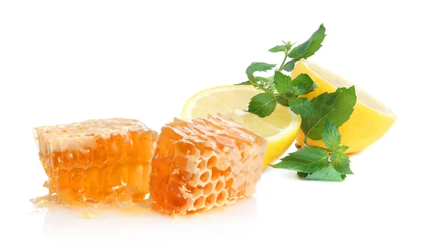 Лимон, мед і м'ята — стокове фото
