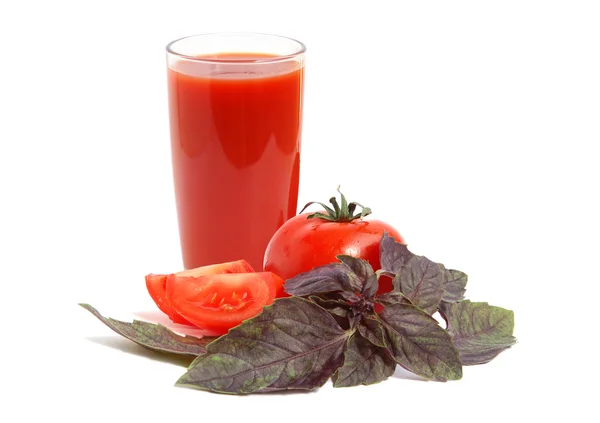 Tomato juice with basil — Stock Photo, Image