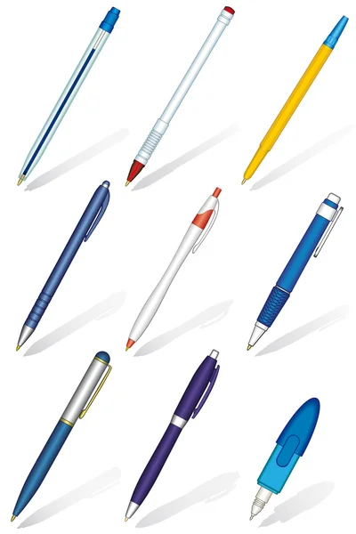 Coleção de canetas — Vetor de Stock