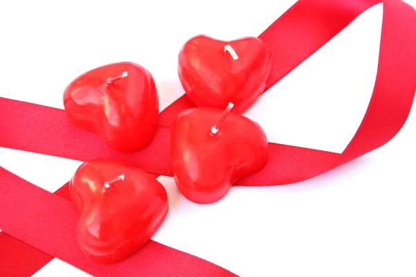 Velas rojas y cinta — Foto de Stock