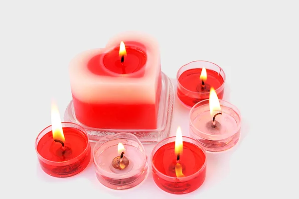 红色和粉红色的蜡烛 — 图库照片