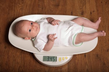 Baby on scales clipart