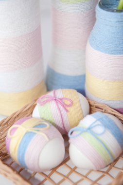 Yarn wrapped Easter eggs clipart