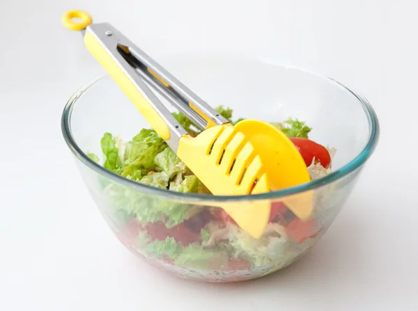 Скляний салат тарілка з язичком — стокове фото