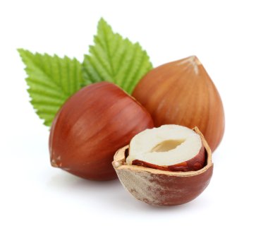 Hazelnuts with leaves clipart