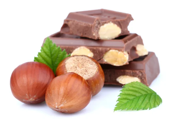 Chocolate with filbert nuts — Stock Photo, Image