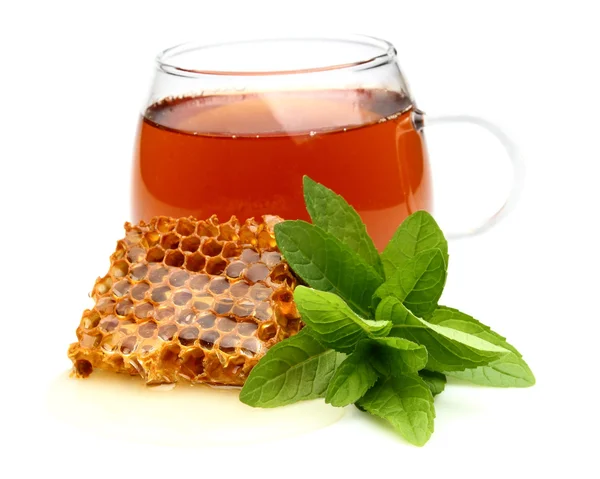 Thee met honing en mint — Stockfoto