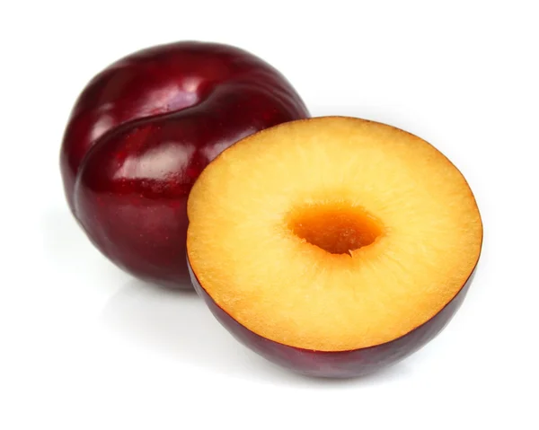 Sweet plum with half of plum — Stock Photo, Image