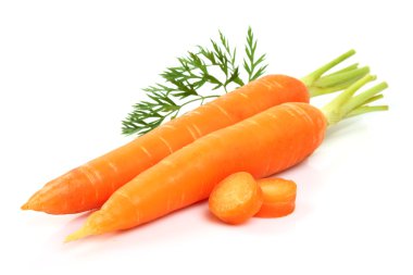 Ripe carrot with leaves clipart