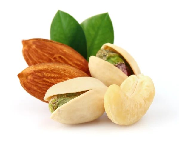 Sweet nuts with leaves — Stock Photo, Image