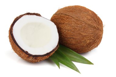 Coconut with leaves clipart