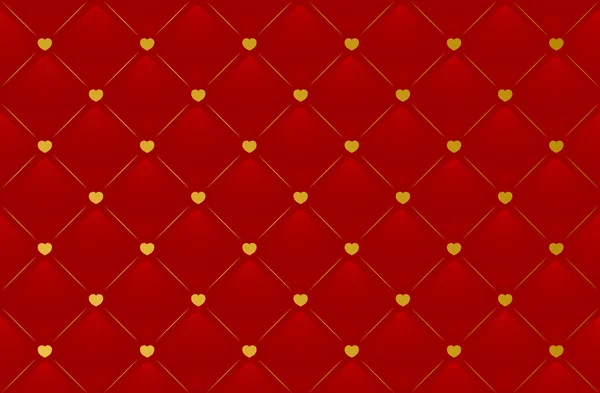 Vector red leather background with hearts — Stock Vector