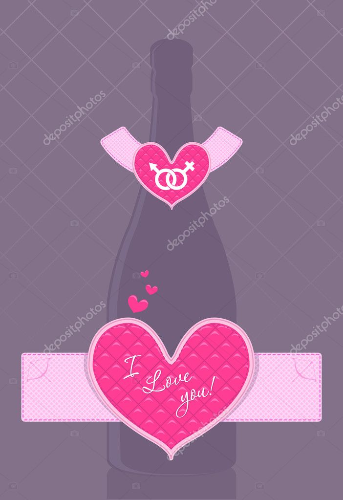 Vector Botella De Champán Con Etiqueta En Forma De Corazón Vector De Stock Por ©elisanth 8901727 6981